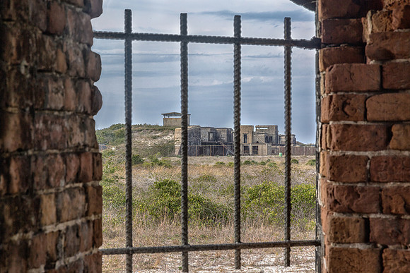 Looking out over a shore battery