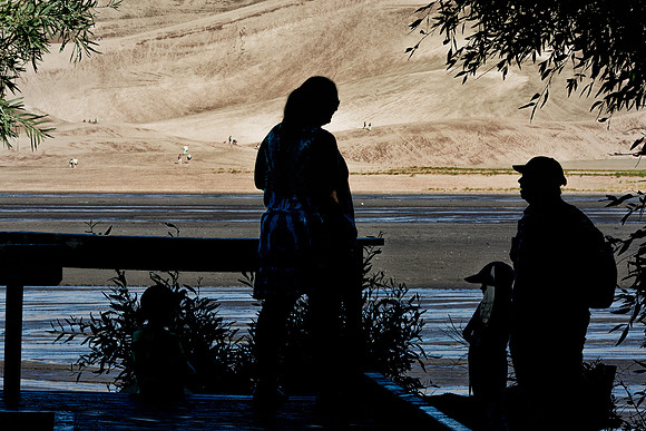 Family Contemplating Whether to Cross Watershed to the Dunes
